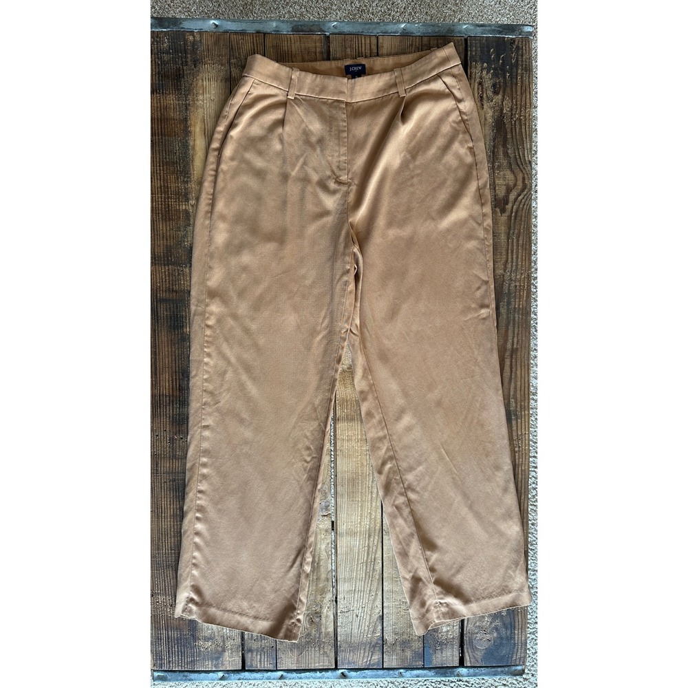 J.Crew Womens Camel Tan Tencel Lyocell Pleated Wide Leg Cropped Pants Size 6
